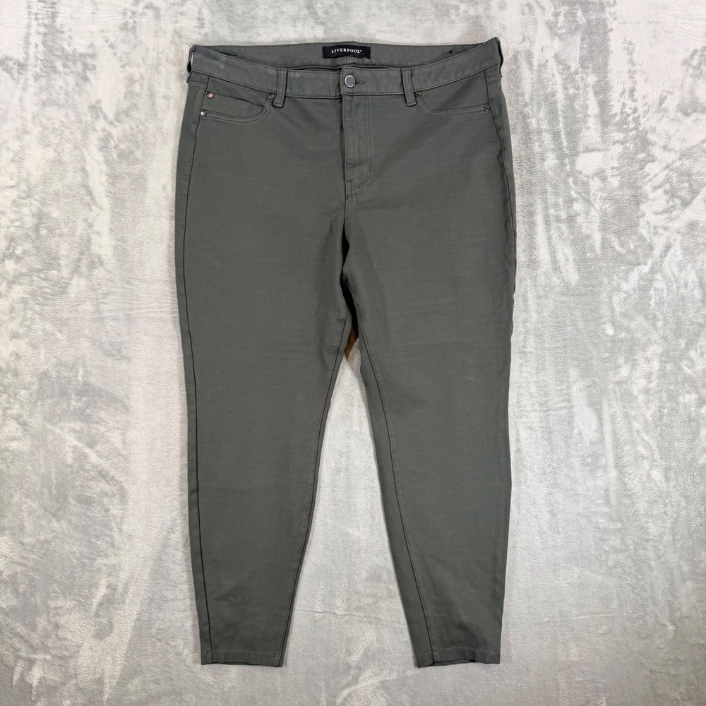 Liverpool Gia Glider‎ Ankle Skinny Pants Women's Size 16/33 Dark Green Grayish